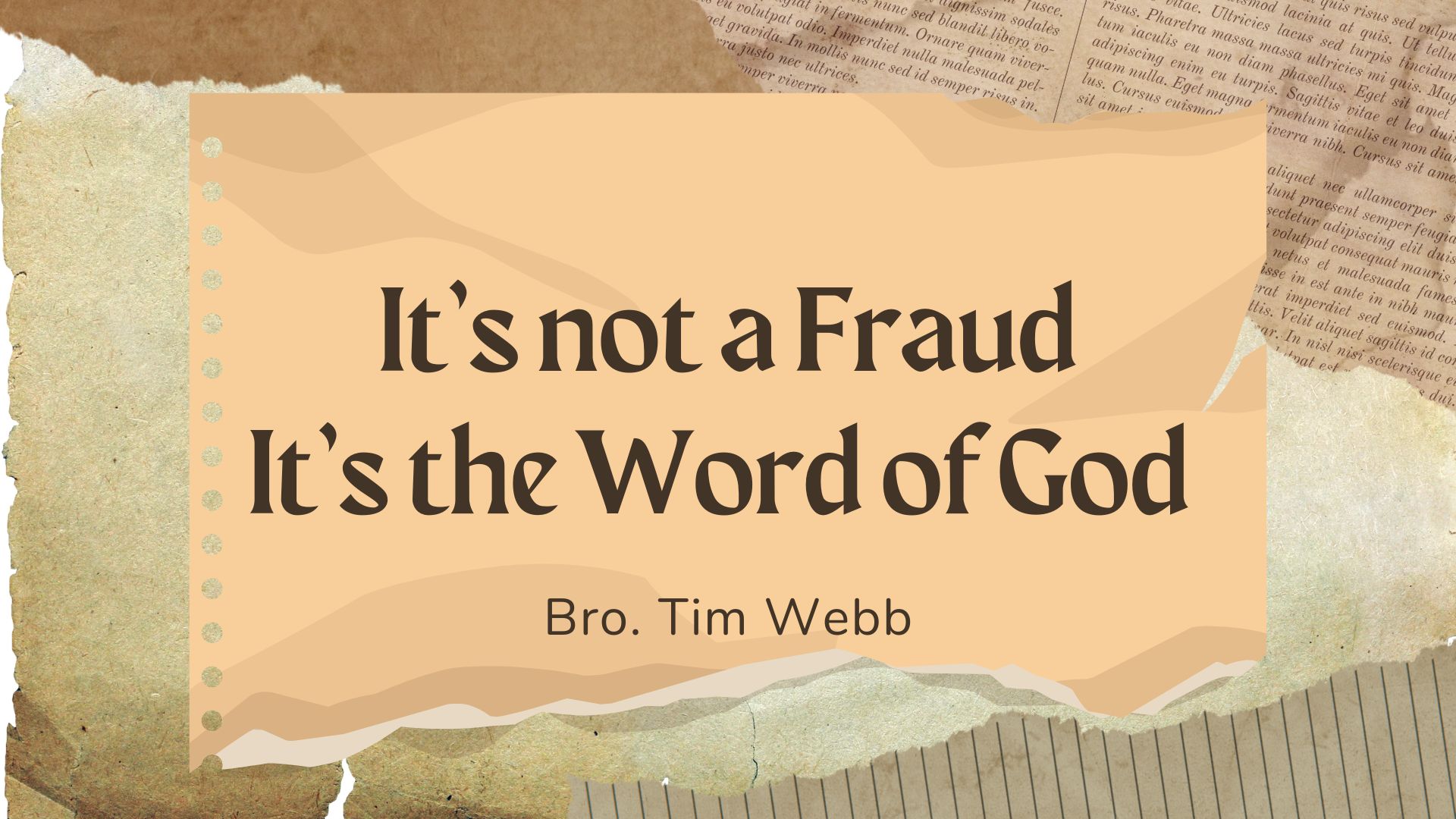 Its not a Fraud, Its the Word of God