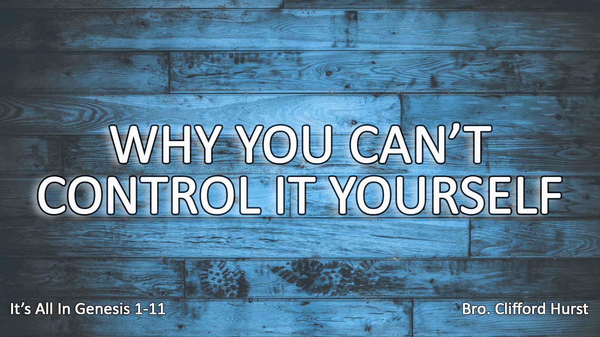 Why You Cant Control It Yourself
